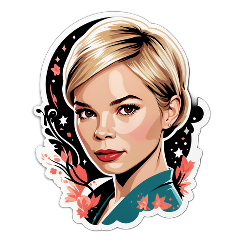 Elegant Artistic Sticker of Michelle Williams