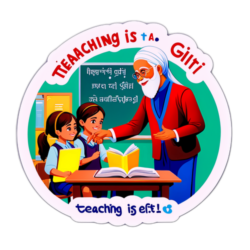 Sticker Kapan Hari Guru: Mengajarkan adalah Hadiah