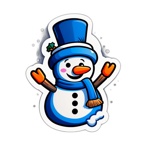 Witzige Schneemannfigur mit fröhlichem Gesicht