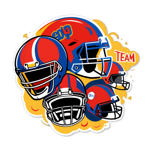 Unleash Your Spirit! 'Go Team!' Sticker Surrounded by Football Glory!