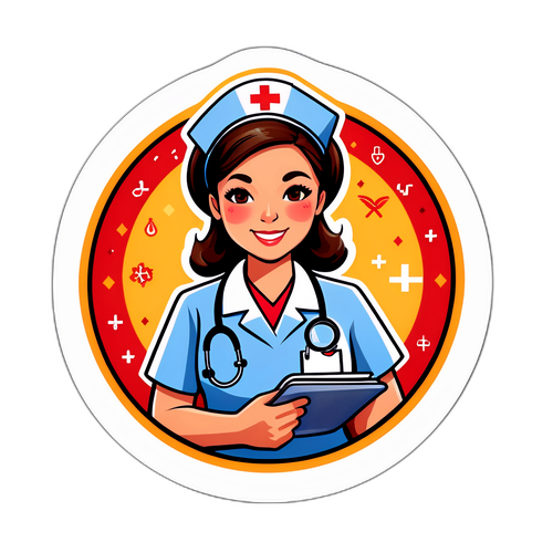 護士專業與溫暖的貼紙設計