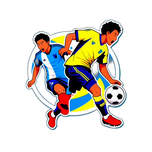 サッカーの試合を追いかける瞬間のステッカー