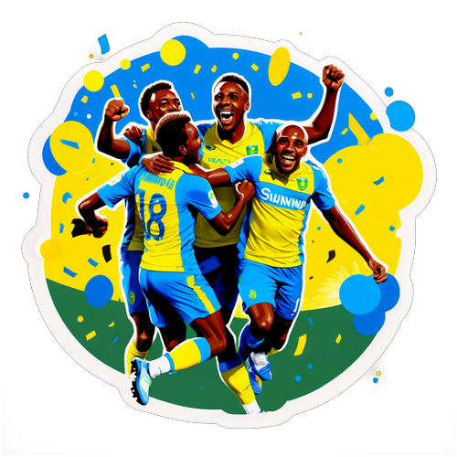 Wachezaji wa Mamelodi Sundowns Wakisherehekea Ushindi