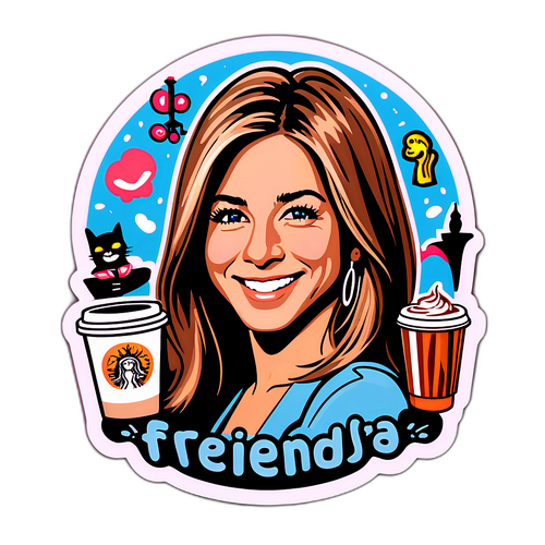 Diseño de un cartoon de Jennifer Aniston sonriendo