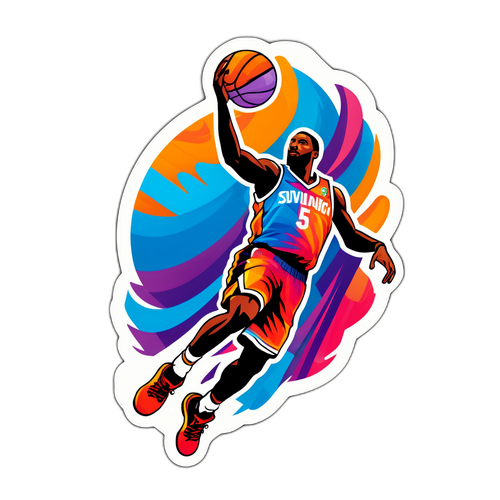 מדבקה של כדורסלן בדאנק מרהיב