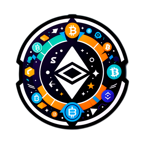 Futuristisk Polymarket-logo med kryptovaluta-elementer