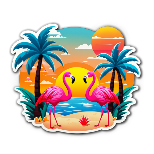 Escape to Paradise: Embrace the Vibrant Tropical Vibes with Our Stunning Sunset Sticker!