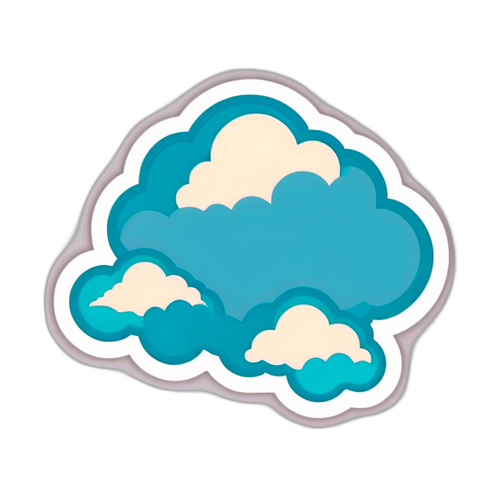 Adesivo Estilizado com Céu Azul Claro e Nuvens