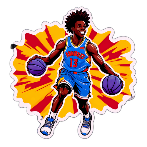 An Illustrated Sticker of OG Anunoby Soaring Through the Air