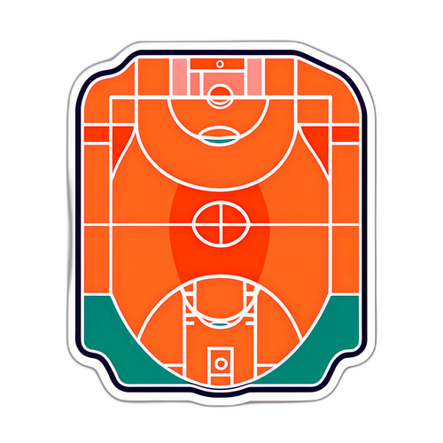 Minimalist na Sticker ng Basketball Court