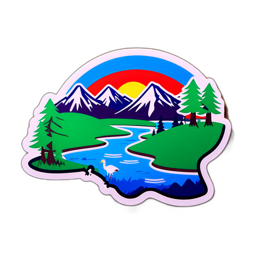 Sticker 'USA' proyectado sobre un paisaje natural, combinando cultura y naturaleza.
