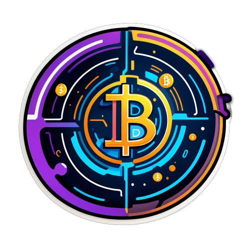 Sticker Bitcoin Futuristik