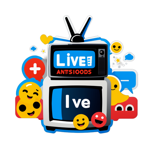 Banner cu televizor afișând o transmisie live