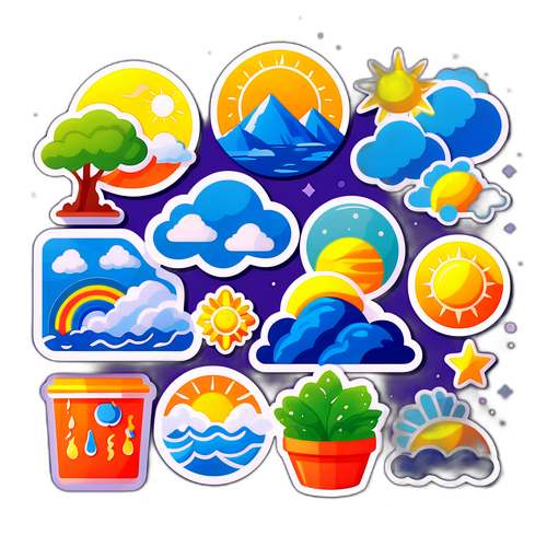 Αυτοκόλλητο με Καιρικές Συνθήκες και Δραστηριότητες στην Αθήνα