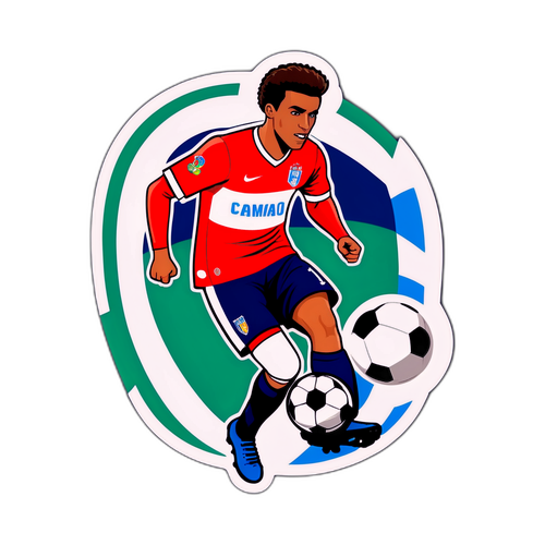 Sticker van Een Famalicão Voetballer in Actie