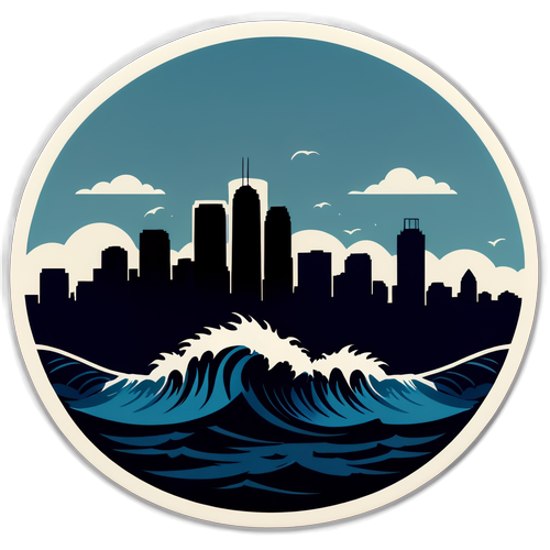 Boston Skyline Earthquake Wave Sticker