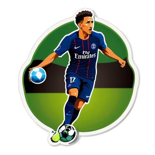 Een gestileerd beeld van Marquinhos met zijn vastberadenheid op het veld