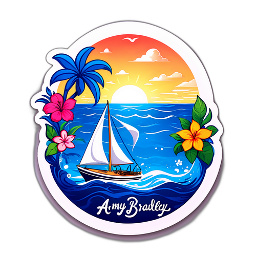 Fargerik klistremerke av havet med 'Amy Bradley'
