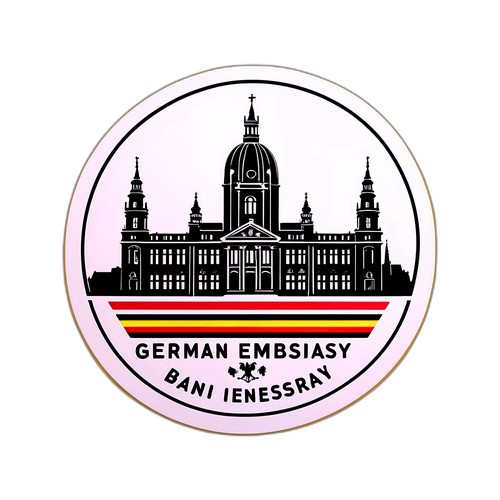 Beruhigender Aufkleber mit dem Logo der Deutschen Botschaft in Wien