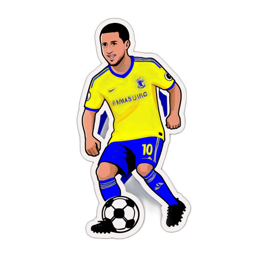 Kreativ avbildning av Eden Hazard med fotboll