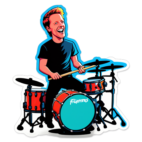 Adesivo Vibrante de Josh Freese Tocando Bateria
