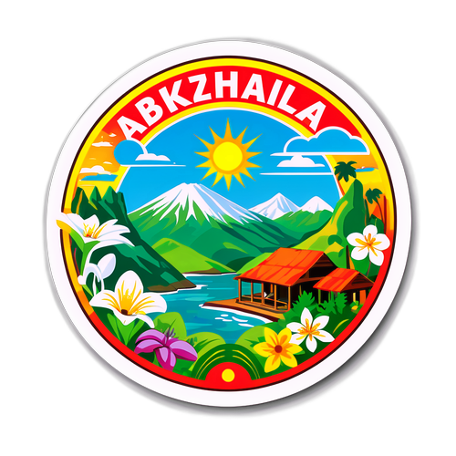Стикер, продвигающий туризм в Абхазии