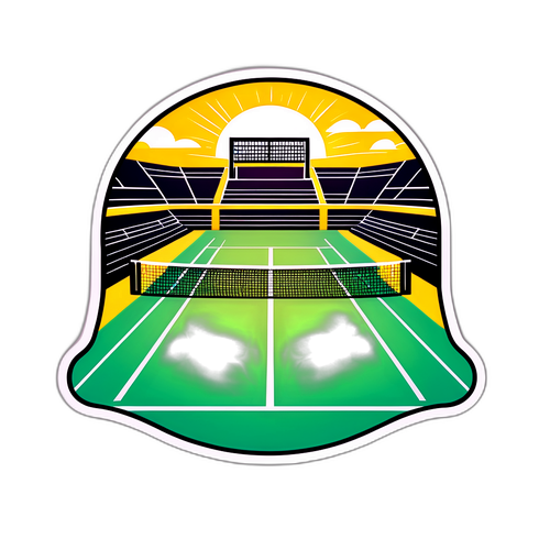 Diseño estilizado de una cancha de tenis con energía de torneo