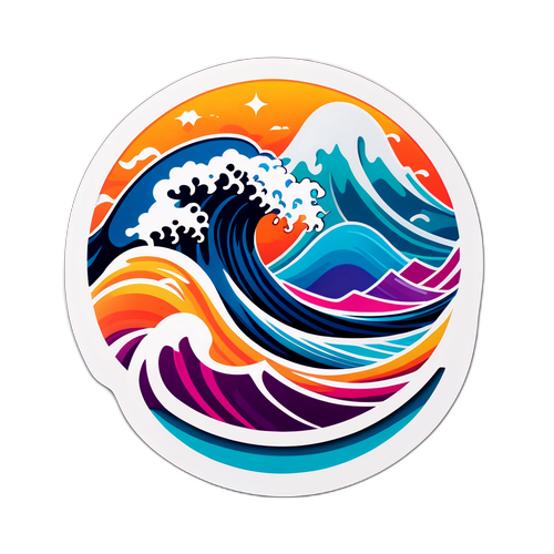 Стикер с логотипом МТС, окружённый яркими волнами