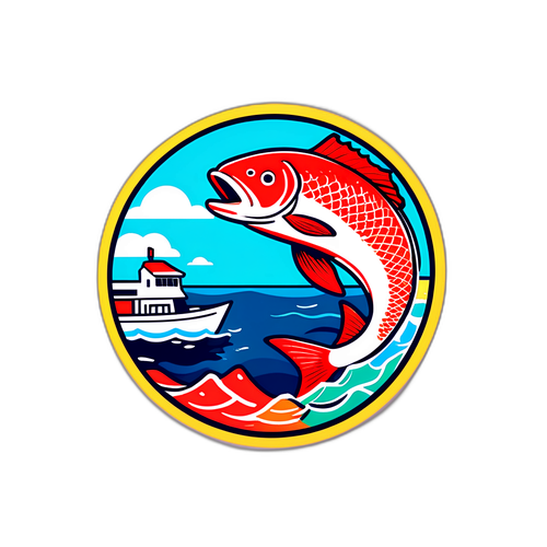 焼津釣り港の風景にインスパイアされたステッカー