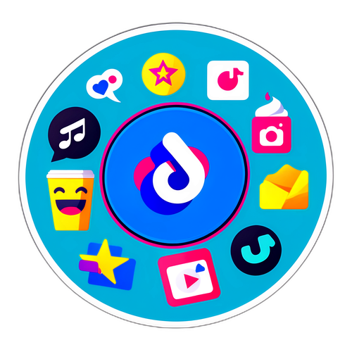 Adesivo dos Prêmios TikTok com ícones de criação de conteúdo