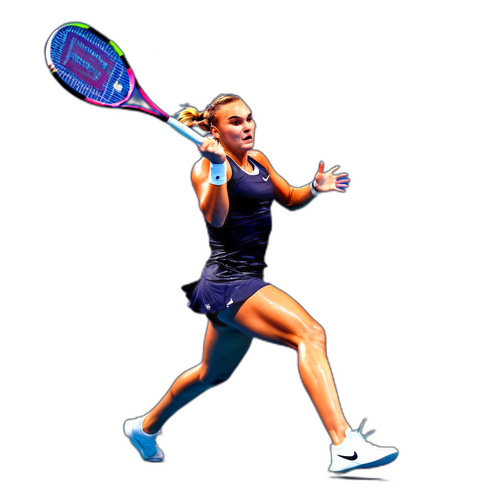 Sabalenka in beeindruckender athletischer Haltung
