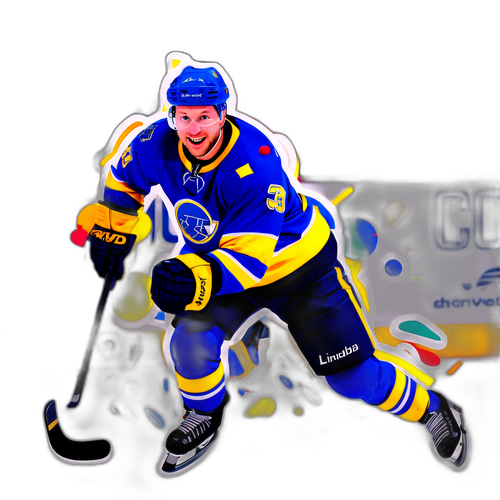 Lekfull klistermärke av Arvid Lindblad på hockeyrink