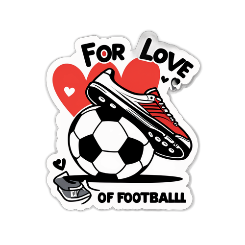Sticker met een voetbalschoen en een bal