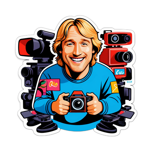 Cartoonish Owen Wilson with Film Icons