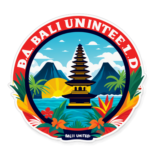 Stiker Bali United dengan Elemen Tropis