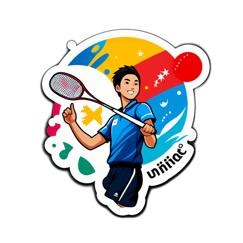 大學運動會羽毛球激動時刻簽名貼紙