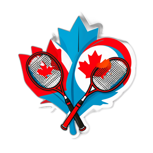 Stiker Bendera Kanada dan Raket Badminton