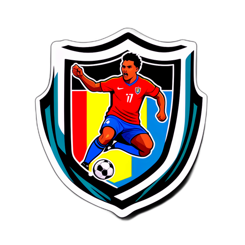Sticker de Juventude con escudo y jugador famoso