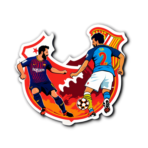 Diseño de Sticker: Batalla Intensa entre Sevilla y Barcelona