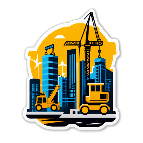 Sticker Kreatif Logo Gamuda dengan Elemen Pembinaan