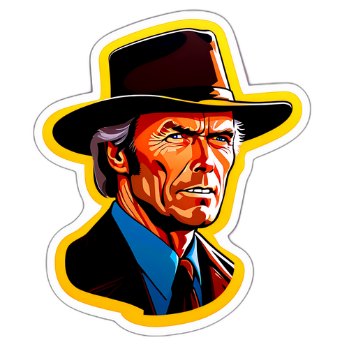 Design d’un autocollant emblématique représentant Clint Eastwood