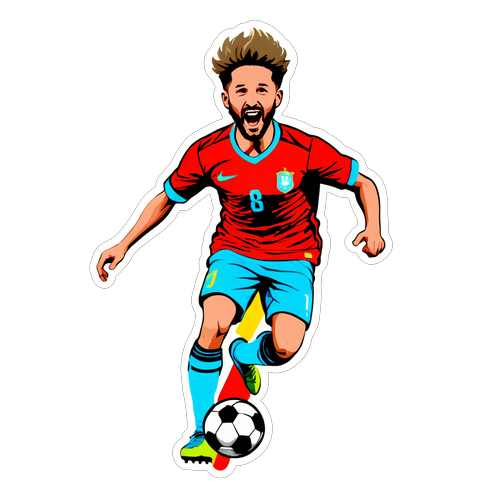 Adesivo dinamico di Mertens che dribbla un pallone da calcio