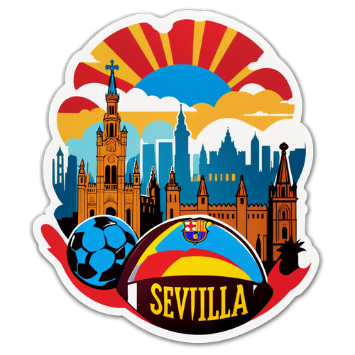 Sticker wa mandhari ya Sevilla na mpira wa miguu