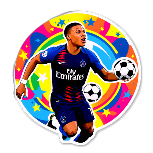 Wibrujący naklejka Kyliana Mbappé w akcji