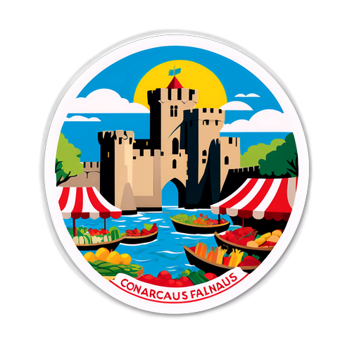 Scenische Sticker van de Middeleeuwse Muren van Concarneau