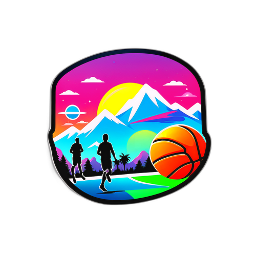 Neonfarbenes Sticker-Design mit Sky-Logo