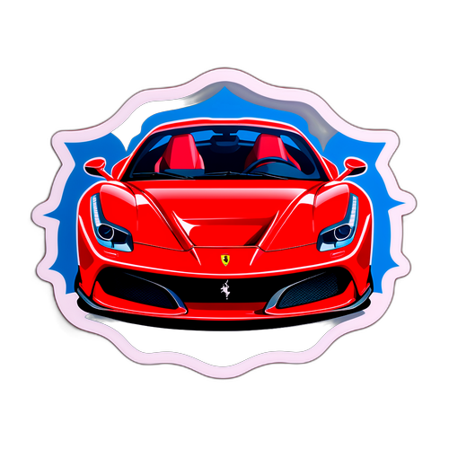 Sticker Logo Ferrari dengan Kereta Sport Merah