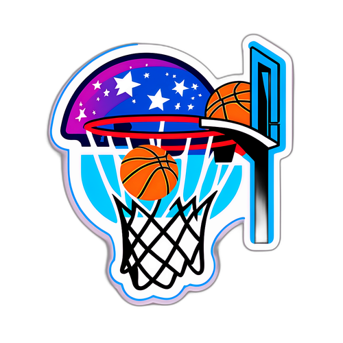 Sticker na may Basketball Hoop at Iskor ng Wizards vs Magic