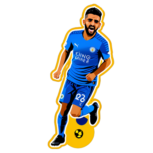 Illustration de Riyad Mahrez dribblant entouré de fans jubilants