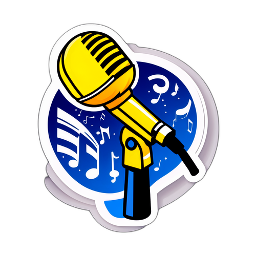 Guldörat Klistermärke med Mikrofon och Notblad